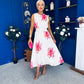 Layce Banded Midi Dress Floral Cream
