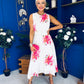 Layce Banded Midi Dress Floral Cream