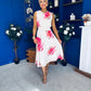 Layce Banded Midi Dress Floral Cream