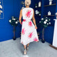 Layce Banded Midi Dress Floral Cream