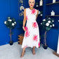 Layce Banded Midi Dress Floral Cream