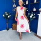 Layce Banded Midi Dress Floral Cream