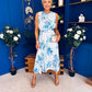 Layce Banded Midi Dress Floral Blue