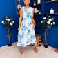Layce Banded Midi Dress Floral Blue