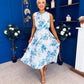 Layce Banded Midi Dress Floral Blue
