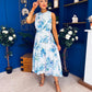 Layce Banded Midi Dress Floral Blue