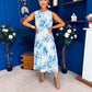 Layce Banded Midi Dress Floral Blue