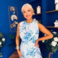 Layce Banded Midi Dress Floral Blue