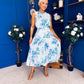 Layce Banded Midi Dress Floral Blue