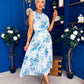 Layce Banded Midi Dress Floral Blue