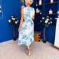 Layce Banded Midi Dress Floral Blue