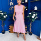 Layce Banded Midi Dress Polka Pink