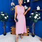 Layce Banded Midi Dress Polka Pink