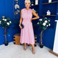 Layce Banded Midi Dress Polka Pink
