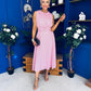 Layce Banded Midi Dress Polka Pink