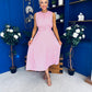 Layce Banded Midi Dress Polka Pink