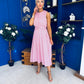 Layce Banded Midi Dress Polka Pink