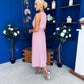 Layce Banded Midi Dress Polka Pink