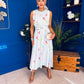 Layce Banded Midi Dress Floral Blue Pastel