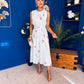 Layce Banded Midi Dress Floral Blue Pastel