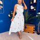 Layce Banded Midi Dress Floral Blue Pastel