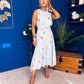 Layce Banded Midi Dress Floral Blue Pastel