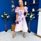 Tatum Square Neckline Skater Midi Floral Pink