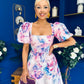 Tatum Square Neckline Skater Midi Floral Pink