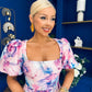 Tatum Square Neckline Skater Midi Floral Pink