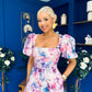 Tatum Square Neckline Skater Midi Floral Pink