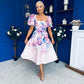 Tatum Square Neckline Skater Midi Floral Pink