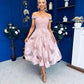 Diana Detailed Bardot Occasion Dress Blush