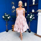 Diana Detailed Bardot Occasion Dress Blush
