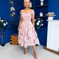 Diana Detailed Bardot Occasion Dress Blush