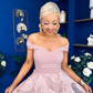 Diana Detailed Bardot Occasion Dress Blush