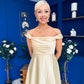 Palmer Bardot Satin Occasion Dress Yellow