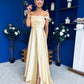 Palmer Bardot Satin Occasion Dress Yellow