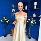 Palmer Bardot Satin Occasion Dress Yellow