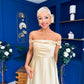 Palmer Bardot Satin Occasion Dress Yellow