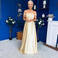 Palmer Bardot Satin Occasion Dress Yellow