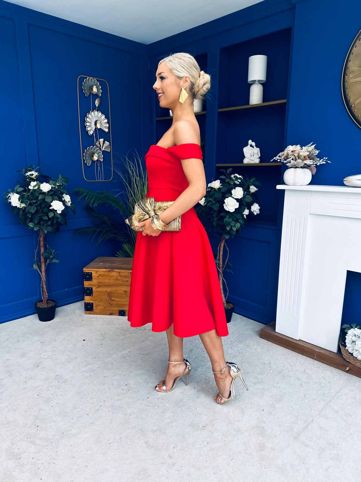 Maxine Detailed Occasion Dress Red