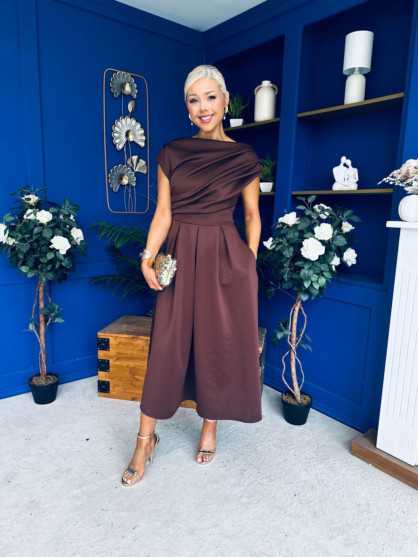 Breffy Asymmetric Neckline Skater Midi Coco