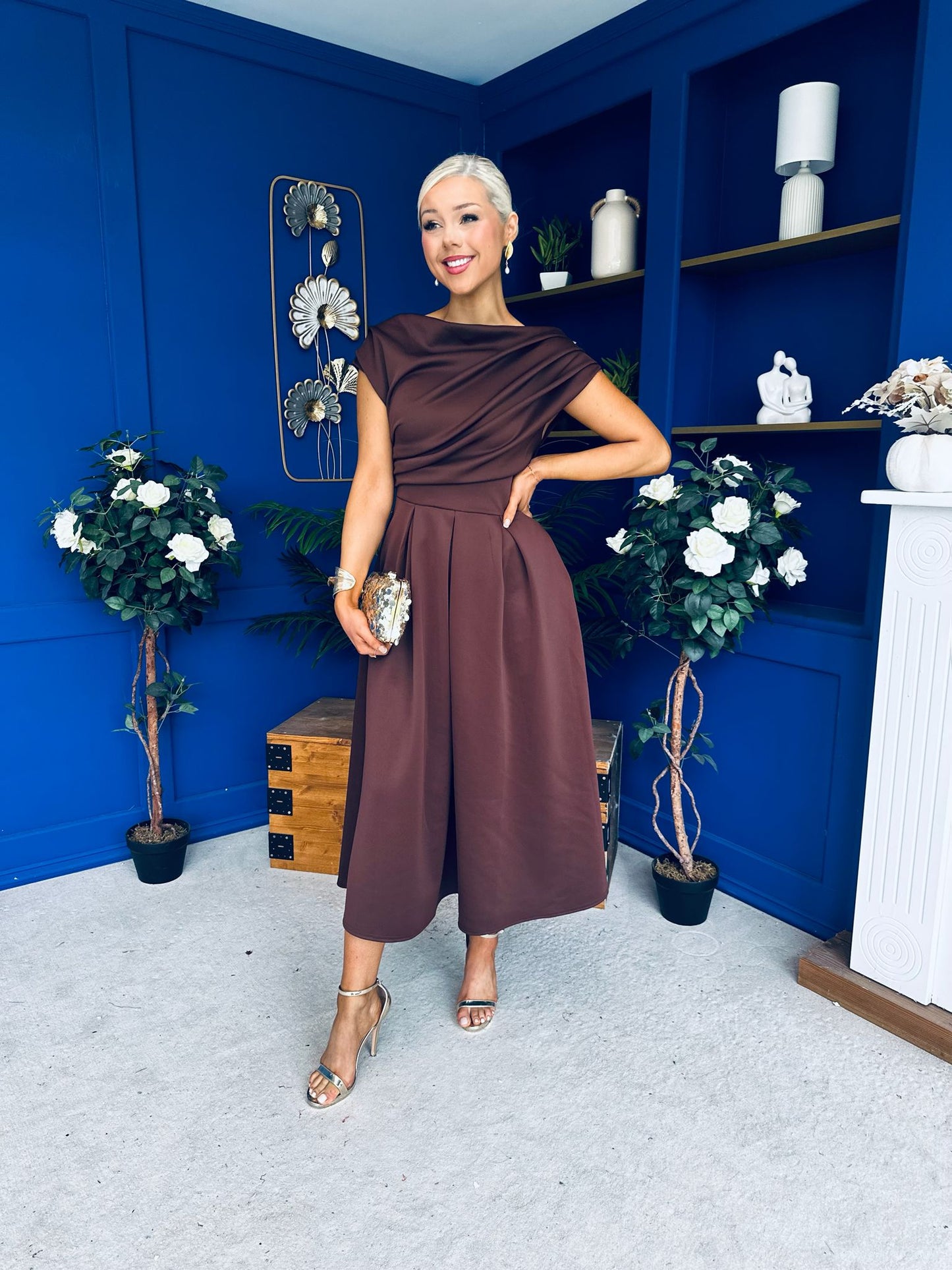 Breffy Asymmetric Neckline Skater Midi Coco