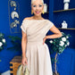 Breffy Asymmetric Neckline Skater Midi Beige