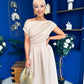 Breffy Asymmetric Neckline Skater Midi Beige