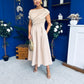 Breffy Asymmetric Neckline Skater Midi Beige