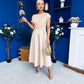 Breffy Asymmetric Neckline Skater Midi Beige