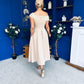 Breffy Asymmetric Neckline Skater Midi Beige