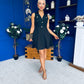 Mika Button Up Mini Skater Dress Black