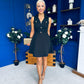 Mika Button Up Mini Skater Dress Black